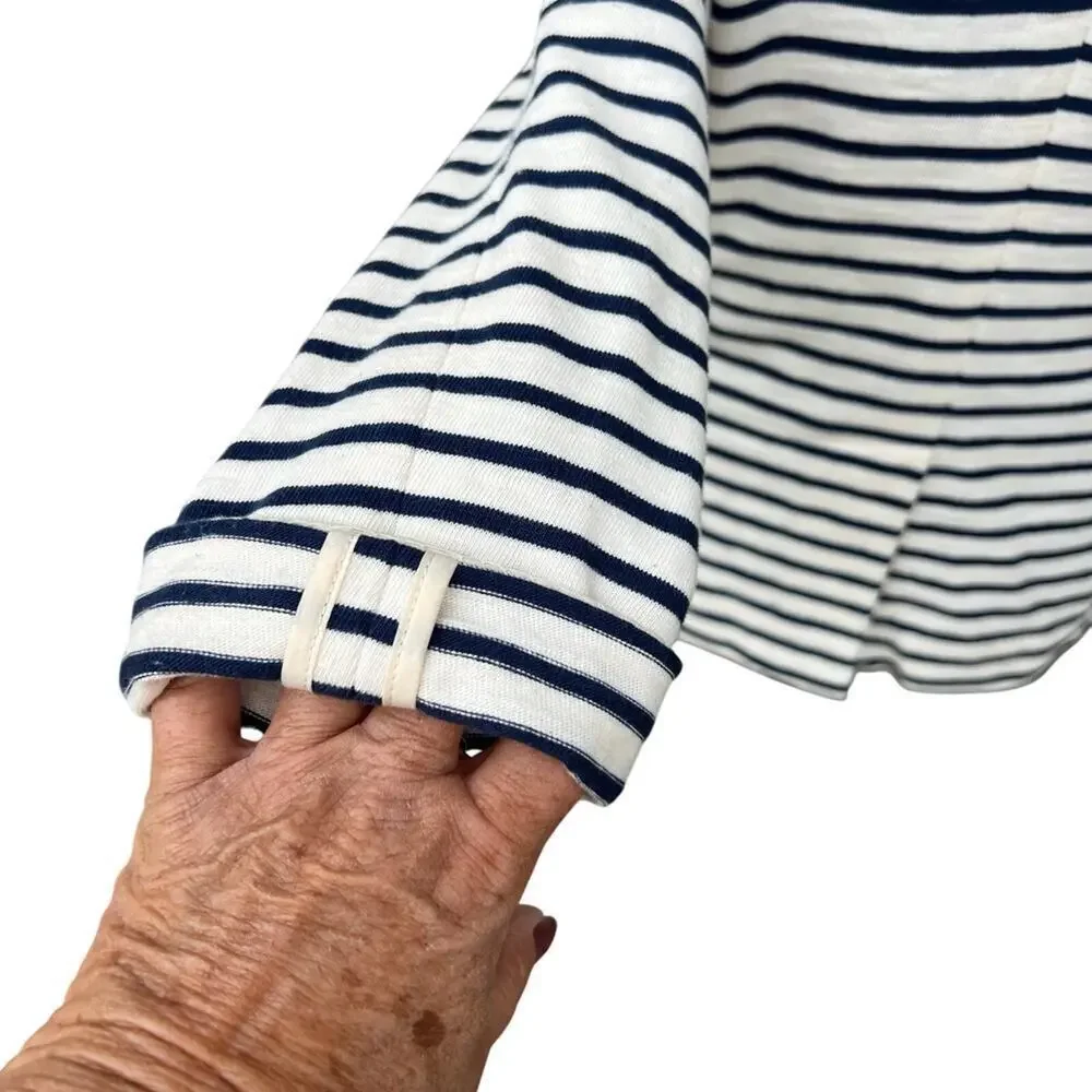 J.CREW size M blazer cream with navy stripes cotton